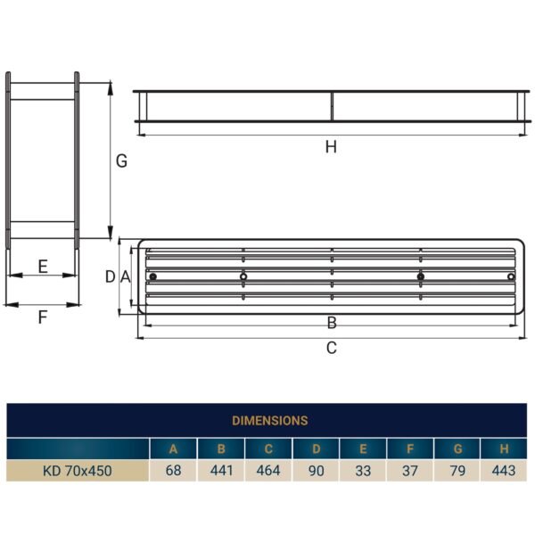 Door Louvre Vent KD 70mm—450mm