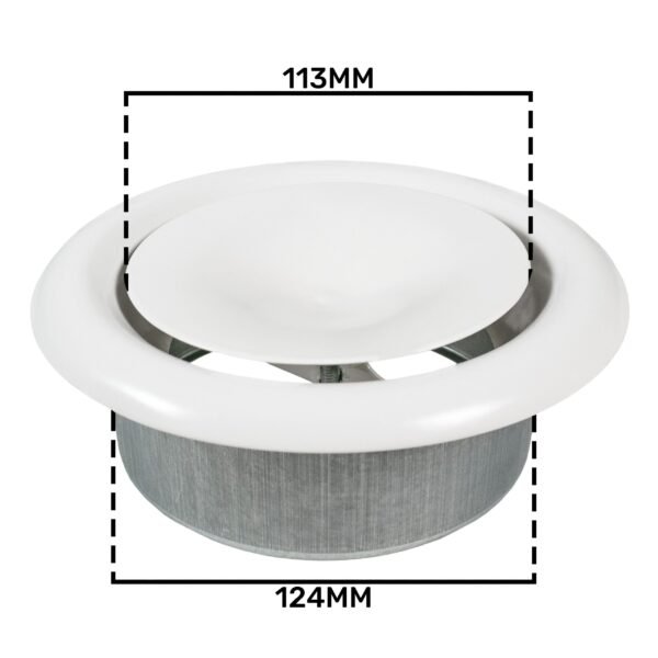 White Metal Extract Ceiling Valve 125mm – Anemostat SV Anemostats Free Shipping 35