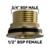 Water Butt Brass 3/4″ BSP Male – 1/2″ BSP Female New Arrivals Free Shipping 61