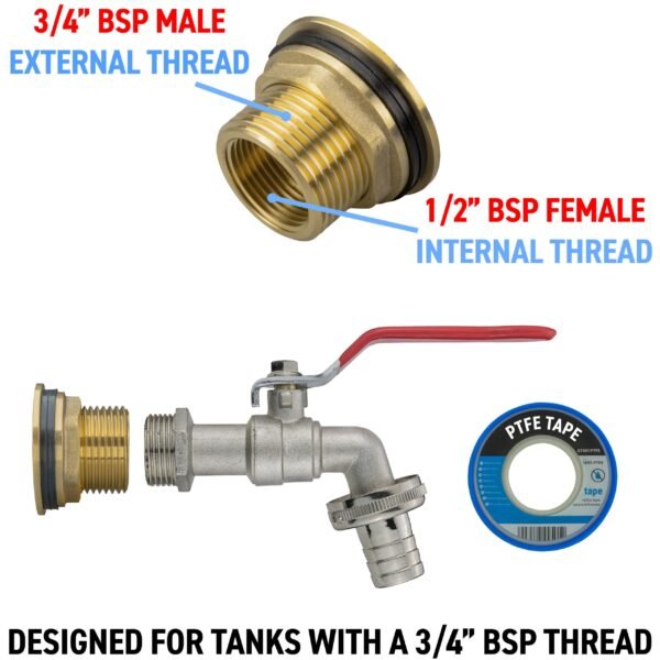 Water butt brass kit 3/4 inch with barbed lever tap and drill – rainwater harvesting kit uk brass wall flange kits free shipping 11