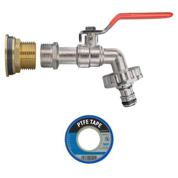 Water Butt Brass Kit 3/4″ with Quick Connect Lever Tap and Brass Wall Flange Kits Free Shipping 21