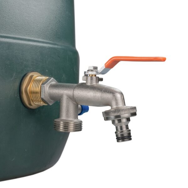Water Butt Brass Kit 3/4″ with Double Tap and Drill Bit Brass Wall Flange Kits Free Shipping 9