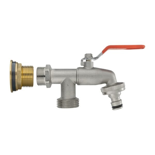 Water Butt Brass Kit 3/4″ with Double Tap and Drill Bit Brass Wall Flange Kits Free Shipping 21