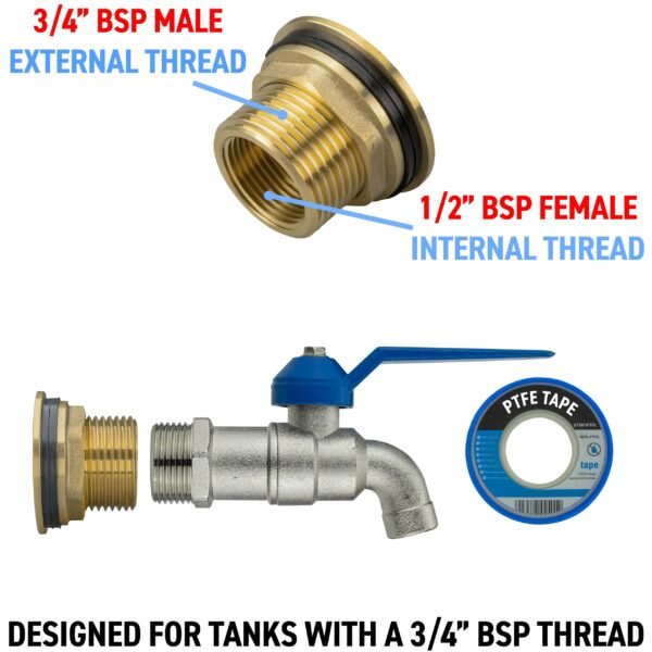 Water butt brass kit 3/4 inch with simple lever tap and drill – rainwater harvesting kit uk brass wall flange kits free shipping 9
