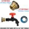 Water butt brass kit 3/4″ with black dial tap and drill bit brass wall flange kits free shipping 31