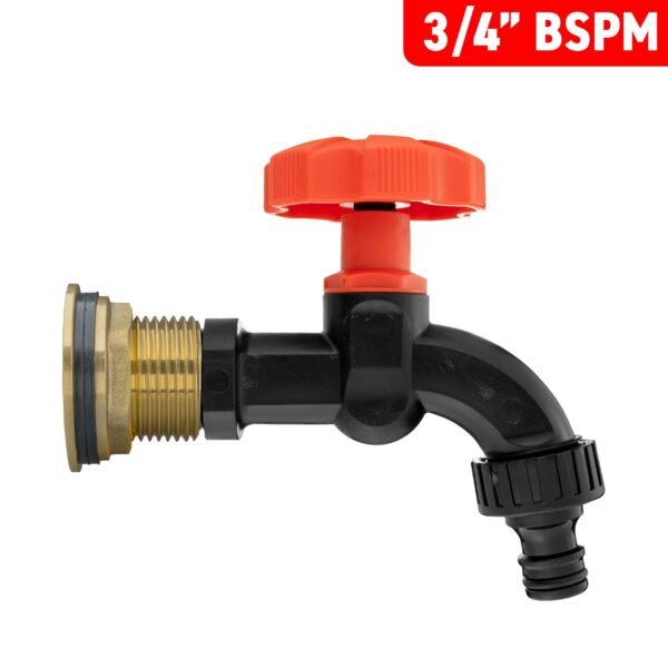 Water butt brass kit 3/4″ with black dial tap and drill bit brass wall flange kits free shipping 19