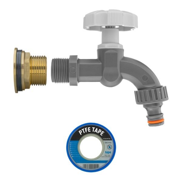Water butt brass kit 3/4 inch with grey dial tap – rainwater harvesting kit uk water butt kits free shipping 15