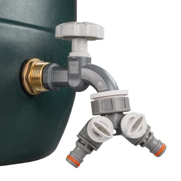 Water Butt Brass Kit 3/4″ with Grey Dial Tap + Two-Way Brass Wall Flange Kits Free Shipping 9