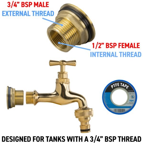 Water butt brass kit 3/4 inch with quick connect polished brass and drill bit brass wall flange kits free shipping 9