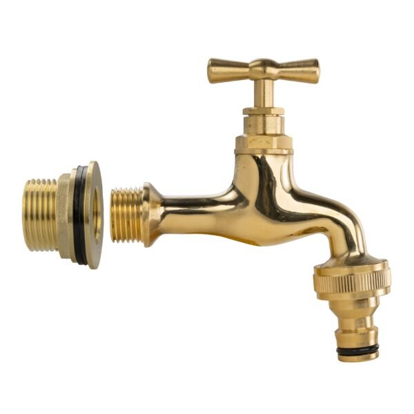 Water butt brass kit 3/4 inch with quick connect polished brass and drill bit brass wall flange kits free shipping 11