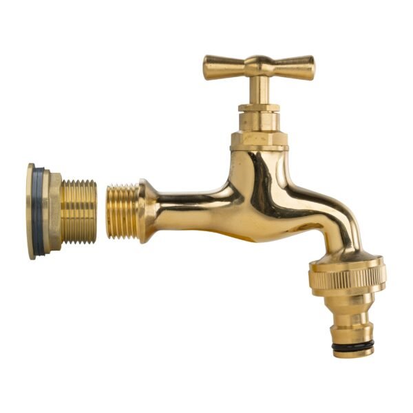 Water butt brass kit 3/4 inch with quick connect polished brass and drill bit brass wall flange kits free shipping 17
