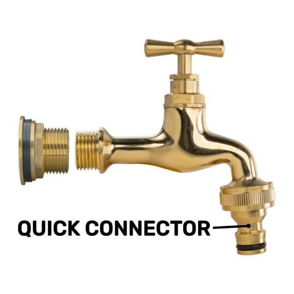 Water butt brass kit 3/4 inch with quick connect polished brass and drill bit brass wall flange kits free shipping 19