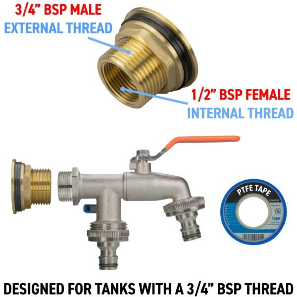 Water Butt Brass Kit 3/4″ with Double Quick Connect Tap and New Arrivals Free Shipping 11