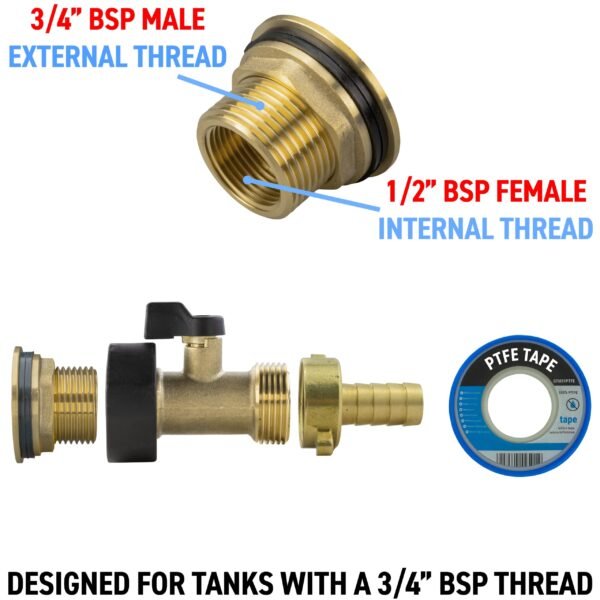Water butt brass kit 3/4 inch with brass valve + 13mm barb and – rainwater harvesting kit uk water butt kits free shipping 9