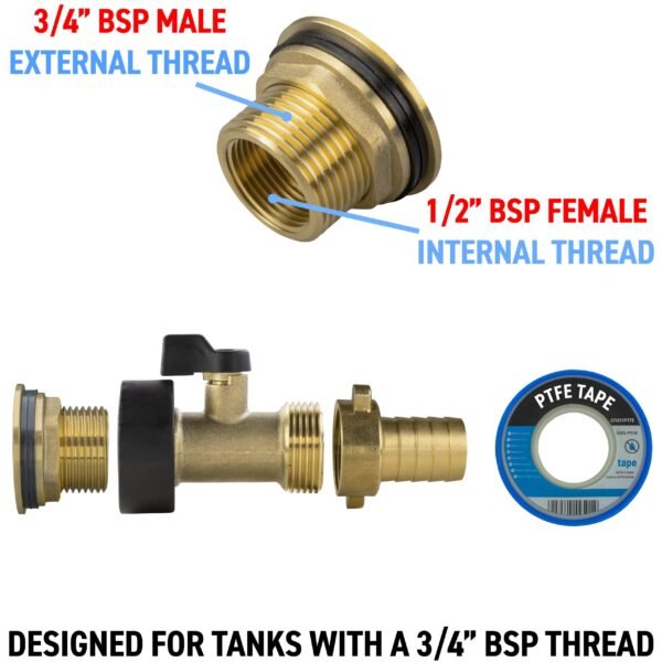 Water butt brass kit 3/4 inch with brass valve + 19mm barb and – rainwater harvesting kit uk water butt kits free shipping 9