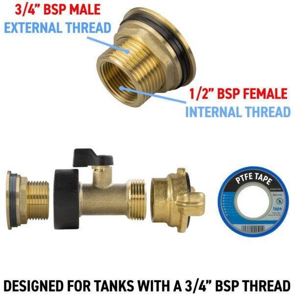 Water butt brass kit 3/4 inch with brass valve + geka and drill – rainwater harvesting kit uk water butt kits free shipping 9