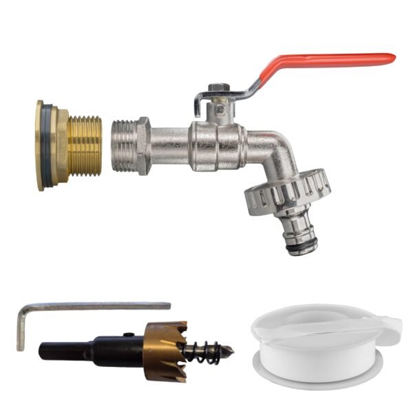 Water Butt Brass Kit 3/4″ with Quick Connect Lever Tap and Brass Wall Flange Kits Free Shipping 5