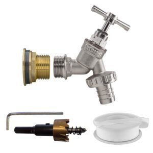 Water Butt Brass Kit 3/4" with Nickel Plated Brass Barbed
