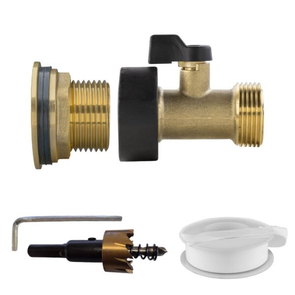 Water Butt Brass Kit 3/4″ with Brass Valve and Drill Bit New Arrivals Free Shipping 5
