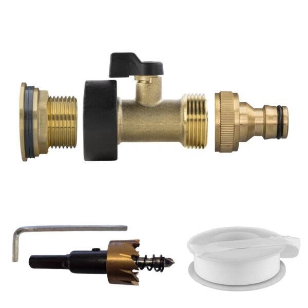 Water Butt Brass Kit 3/4″ with Brass Valve + Quick Connect New Arrivals Free Shipping 5