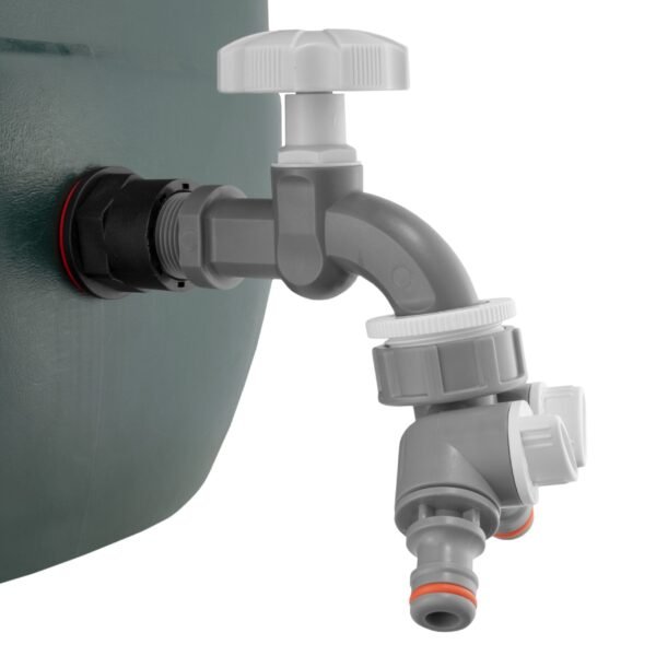 Water butt kit 1/2 inch with grey dial tap + two-way splitter + drill bit – rainwater harvesting kit uk water butt kits free shipping 9