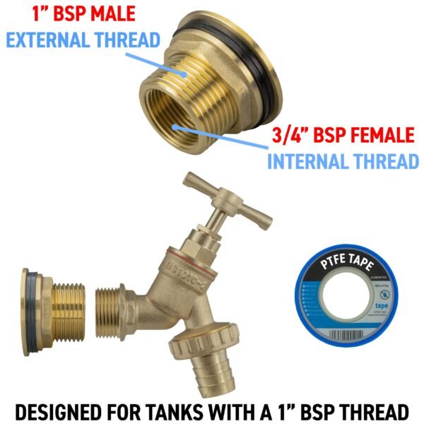 Water butt brass kit 1 inch with brass barbed tap and drill bit – rainwater harvesting kit uk brass wall flange kits free shipping 9