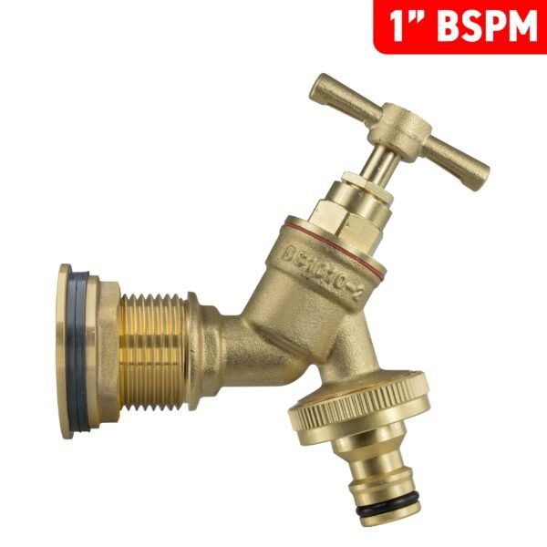 Water butt brass kit 1″ with brass quick connect tap and brass wall flange kits free shipping 21