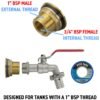 Water Butt Brass Kit 1″ with Barbed Lever Tap and Drill Bit Brass Wall Flange Kits Free Shipping 35