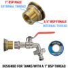 Water Butt Brass Kit 1″ with Quick Connect Lever Tap and Brass Wall Flange Kits Free Shipping 35