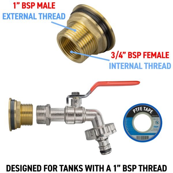 Water Butt Brass Kit 1″ with Quick Connect Lever Tap and Brass Wall Flange Kits Free Shipping 11