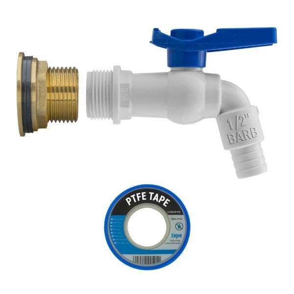 Water butt brass kit 1 inch with white pvc tap and drill bit – rainwater harvesting kit uk brass wall flange kits free shipping 23