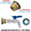 Water butt brass kit 1 inch with white pvc tap and drill bit – rainwater harvesting kit uk brass wall flange kits free shipping 33
