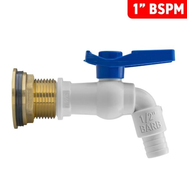 Water butt brass kit 1 inch with white pvc tap and drill bit – rainwater harvesting kit uk brass wall flange kits free shipping 19
