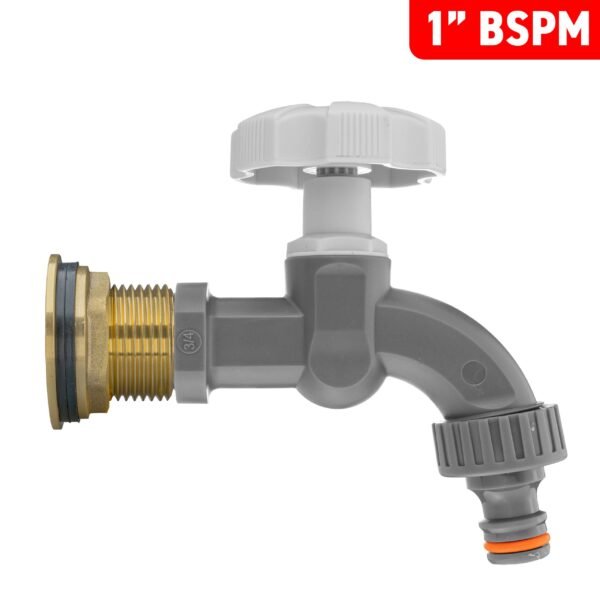 Water Butt Brass Kit 1″ with Grey Dial Tap and Drill Bit Brass Wall Flange Kits Free Shipping 19