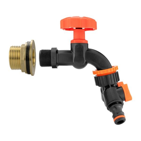 Water butt brass kit 1 inch with black dial tap + two-way rainwater harvesting kit uk brass wall flange kits free shipping 11