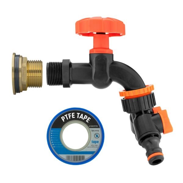 Water butt brass kit 1 inch with black dial tap + two-way rainwater harvesting kit uk brass wall flange kits free shipping 13