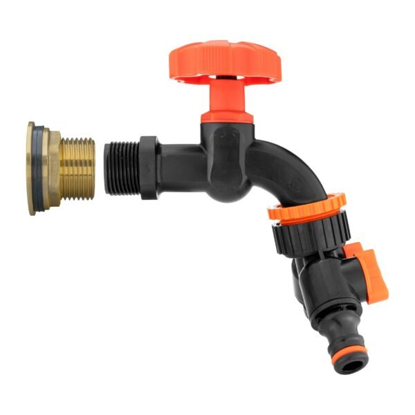 Water butt brass kit 1 inch with black dial tap + two-way rainwater harvesting kit uk brass wall flange kits free shipping 15