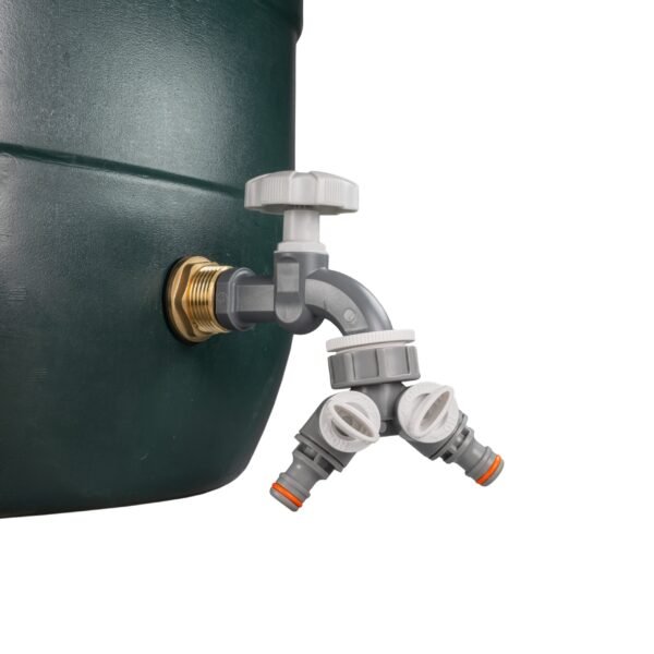 Water Butt Brass Kit 1" with Grey Dial Tap + Two-Way