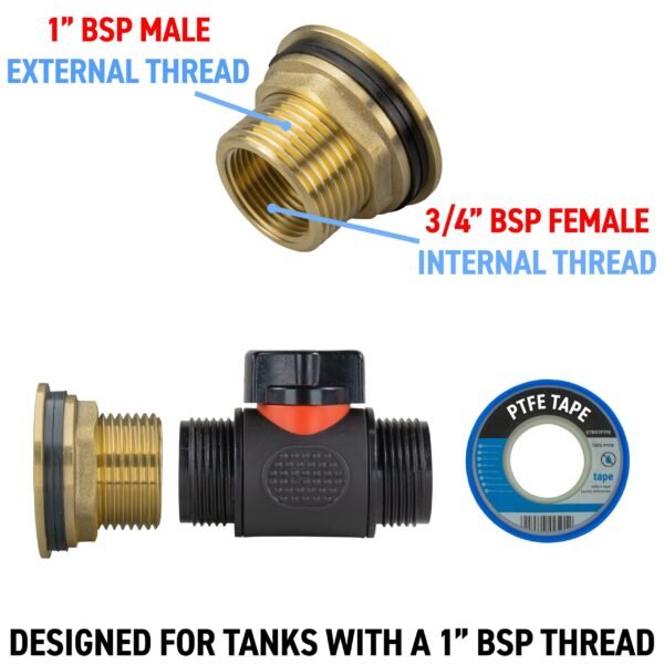 Water butt brass kit 1″ with 3/4″ bsp in-line valve and – rainwater harvesting kit uk new arrivals free shipping 11