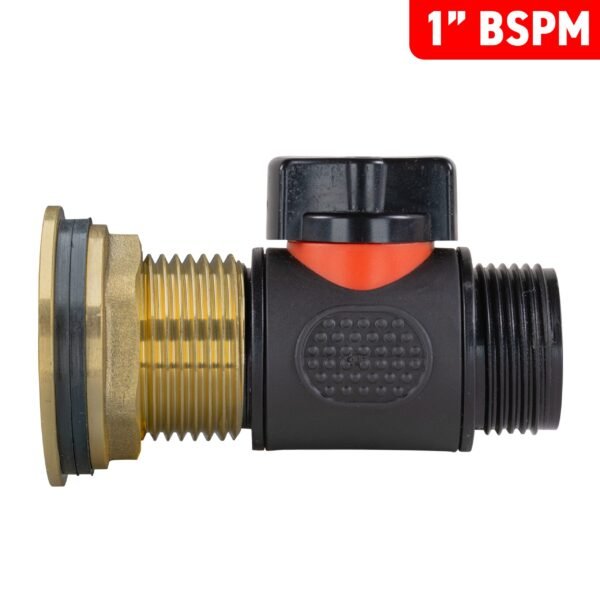 Water Butt Brass Kit 1″ with 3/4″ BSP In-Line Valve Brass Wall Flange Kits Free Shipping 17