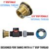 Water butt brass kit 1″ with in-line valve + 20mm barb – rainwater harvesting kit uk water butt kits free shipping 33