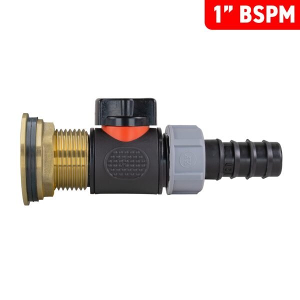 Water butt brass kit 1″ with in-line valve + 20mm barb – rainwater harvesting kit uk water butt kits free shipping 17