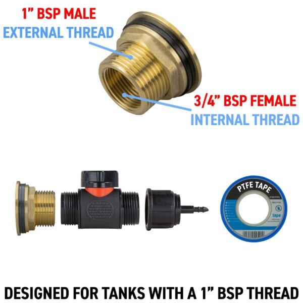 Water butt brass kit 1″ with in-line valve + 4mm barb and – rainwater harvesting kit uk new arrivals free shipping 11