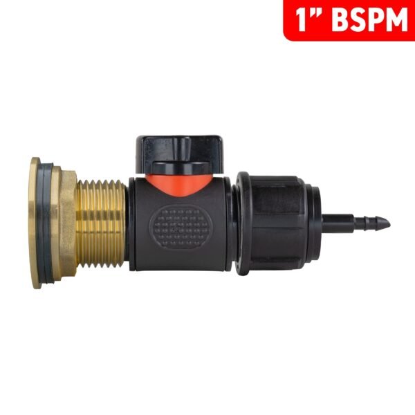 Water butt brass kit 1″ with in-line valve + 4mm barb brass wall flange kits free shipping 17