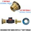 Water butt brass kit 1 inch with in-line valve and 1/2 inch brass barb – rainwater harvesting kit uk brass wall flange kits free shipping 27