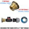 Water butt brass kit 1″ with in-line valve + 20mm mdpe and – rainwater harvesting kit uk water butt kits free shipping 33