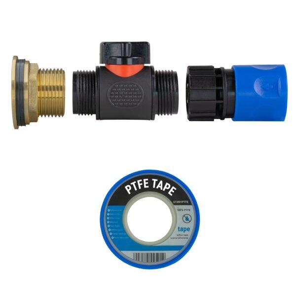 Water butt brass kit 1 inch with in-line valve + female quick connect, blue – rainwater harvesting kit uk with drill bit water butt kits free shipping 23
