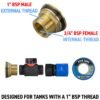 Water butt brass kit 1 inch with in-line valve + female quick connect, blue – rainwater harvesting kit uk with drill bit water butt kits free shipping 33