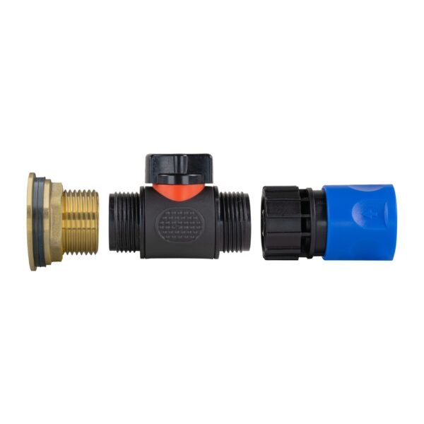 Water butt brass kit 1 inch with in-line valve + female quick connect, blue – rainwater harvesting kit uk with drill bit water butt kits free shipping 15