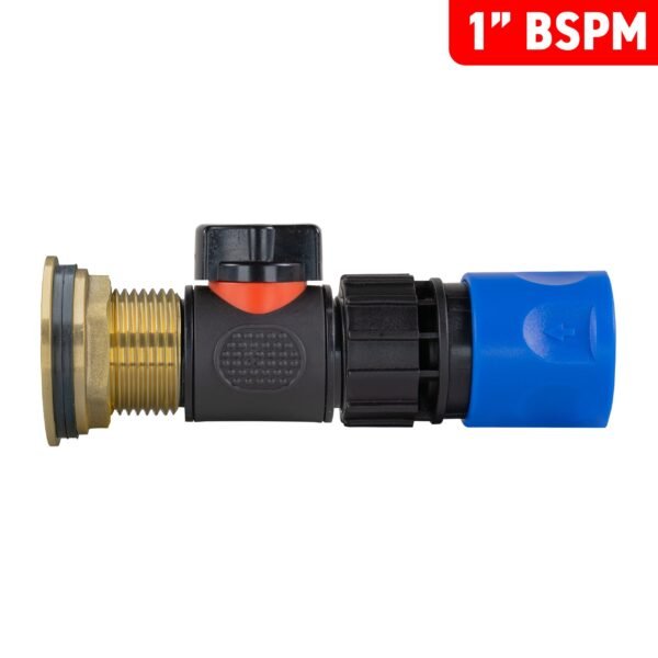 Water butt brass kit 1 inch with in-line valve + female quick connect, blue – rainwater harvesting kit uk with drill bit water butt kits free shipping 17